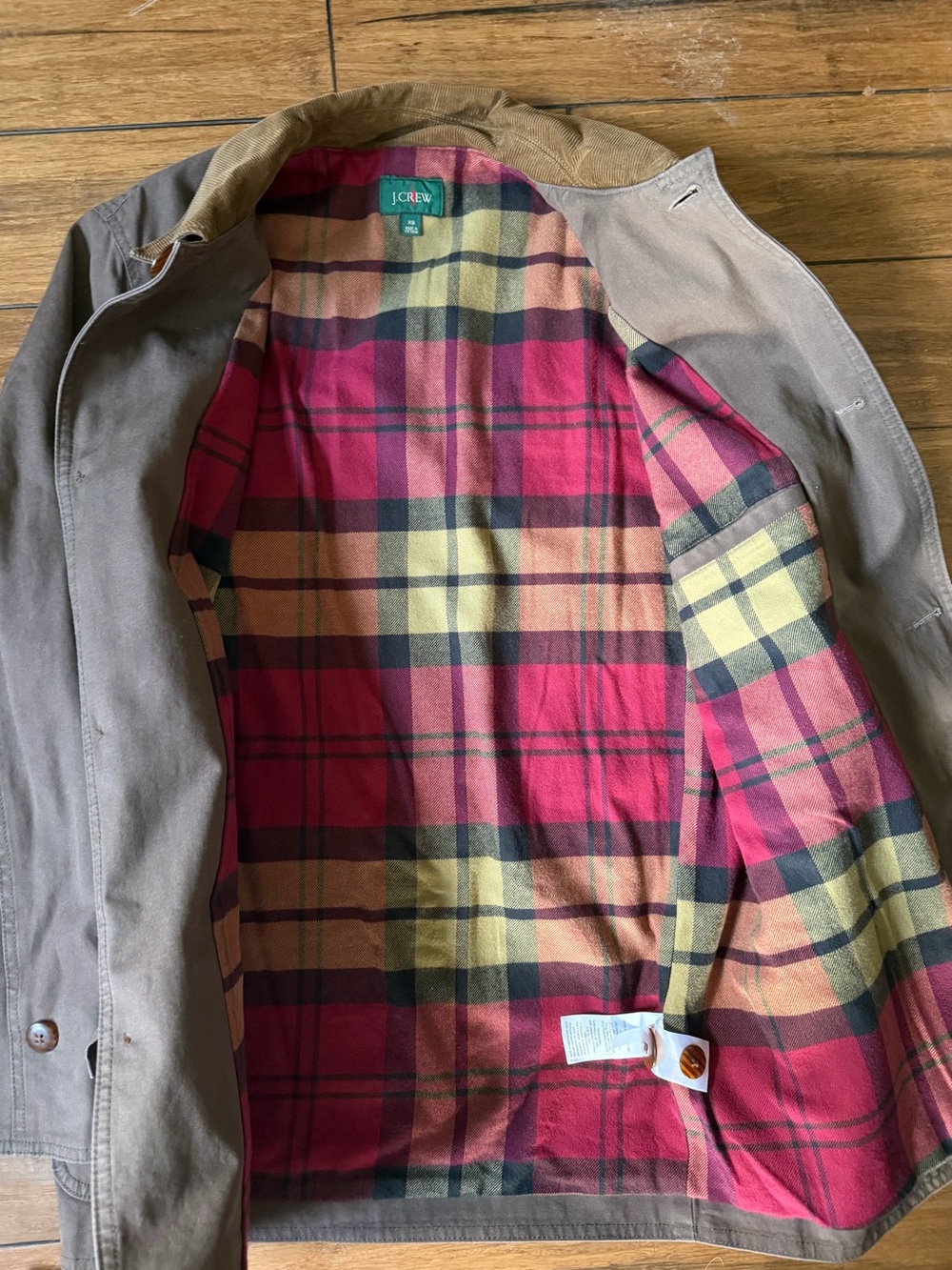 J. Crew Men’s Brown Canvas 1983 Barn Jacket with Corduroy Collar - Picture 3 of 4